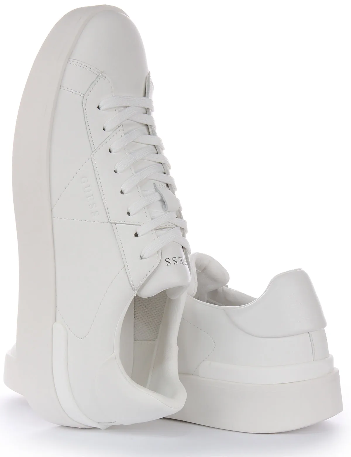 Guess Parma Low Mid Zapatillas de Cuero Sintético para Hombre Blanco y Negro