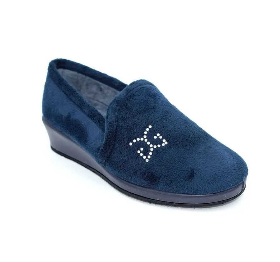 ZAPATILLA GARZÓN 1424.247 CASA CÓMODA PARA MUJER PANTUFLA MOCASÍN SUATEX MARINO 19050